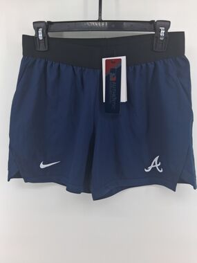 Nike Women's Navy Athletic Shorts with Atlanta 'A' Logo
